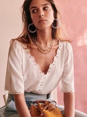 Sezane Illoni Blouse Ecru 100% silk